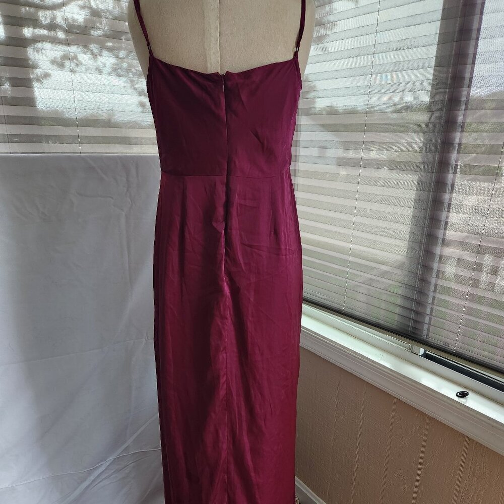Hutch Anthropologie BHLDN 6 Cowl Neck Slit Satin Maxi Dress Cocktail Purple - Picture 4 of 7
